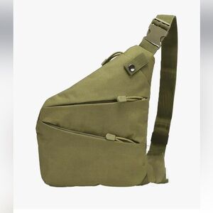 🛍️4/$20🛍️ Olive Army Green Men's “right side” Tactical Sling Bag Trekker Gear